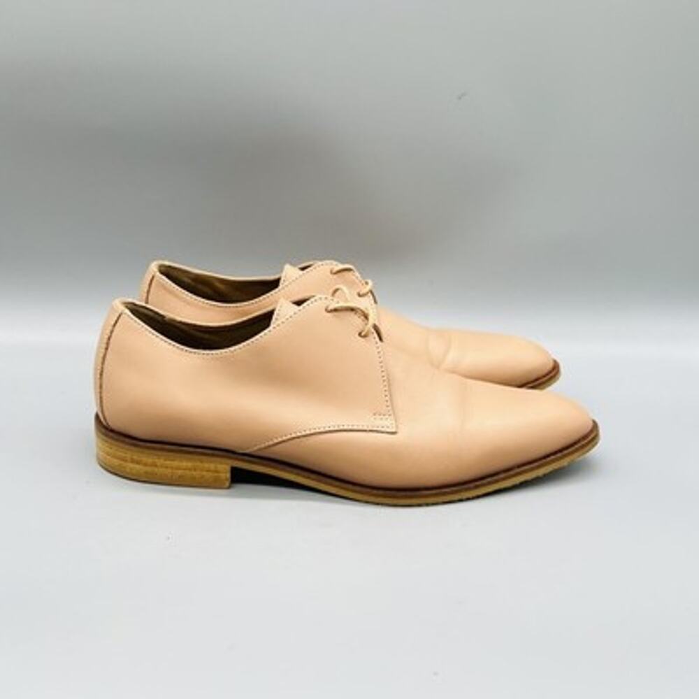 Everlane Shoes Womens 8 Beige Leather Lace Up Modern Oxford Flats Almond Toe
